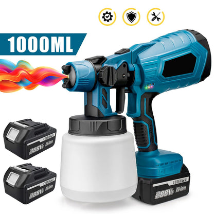Cordless Paint Sprayer with 2 Rechargeable Batteries – DIY Painting Made Easy, Mess-Free & Money-Saving