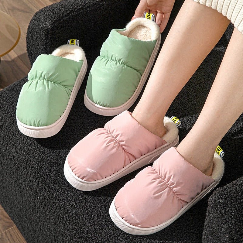 pastel fuzzy comfort shoes, anti slip winter house shoes, cozy cotton slippers for gifting,
