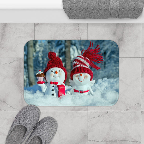 Cozy Snowmen Bath Mats - Anti-Slip Winter Decor for Kids Bathroom