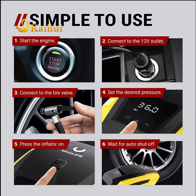 Quick Inflation. Reliable Air Compressor. Perfect Gift for Drivers. Tire Pressure Monitor. Emergency Air Pump. Nighttime Inflation. Easy-to-Use Inflator.