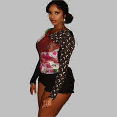 Modern Women’s Fashion. Classy Floral Top. Soft Stretch Fabric Top. Limited Edition Women’s Top. Casual Chic Outfit. Work To Weekend Top. Trendy Floral Blouse. Feminine Black Top.