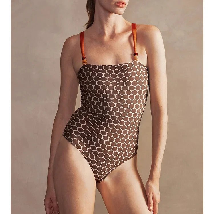 Elegant Reversible One - Piece Swimsuit with Matching Sarong - Perfect for Stylish Beach Outfits - Best ideas for beach trip. Clothing for beach romance.
