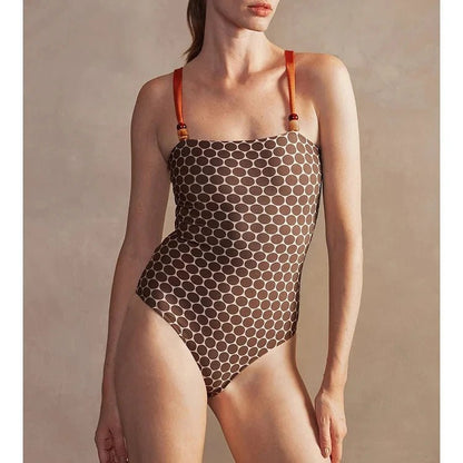 Elegant Reversible One - Piece Swimsuit with Matching Sarong - Perfect for Stylish Beach Outfits - Best ideas for beach trip. Clothing for beach romance.