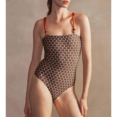 Elegant Reversible One - Piece Swimsuit with Matching Sarong - Perfect for Stylish Beach Outfits - Best ideas for beach trip. Clothing for beach romance.