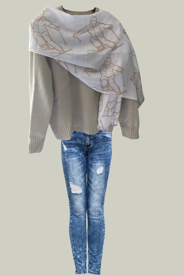 Elegant Women' s Lightweight Scarf, Ski- Pashmina Shawl, Sophisticated Headscarf