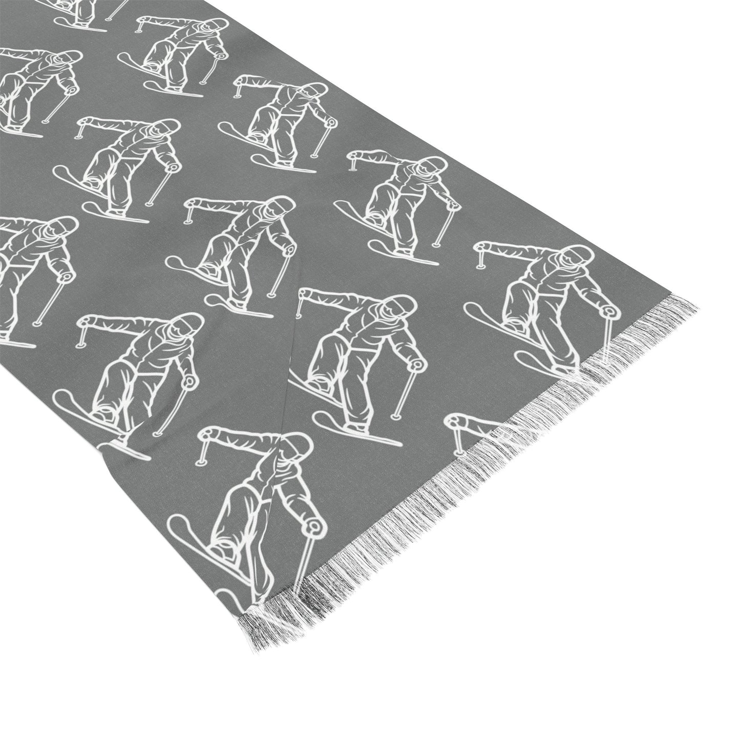 Ladies accessories in neutral tones. Gray pashmina shawl. Gray scarf for women.