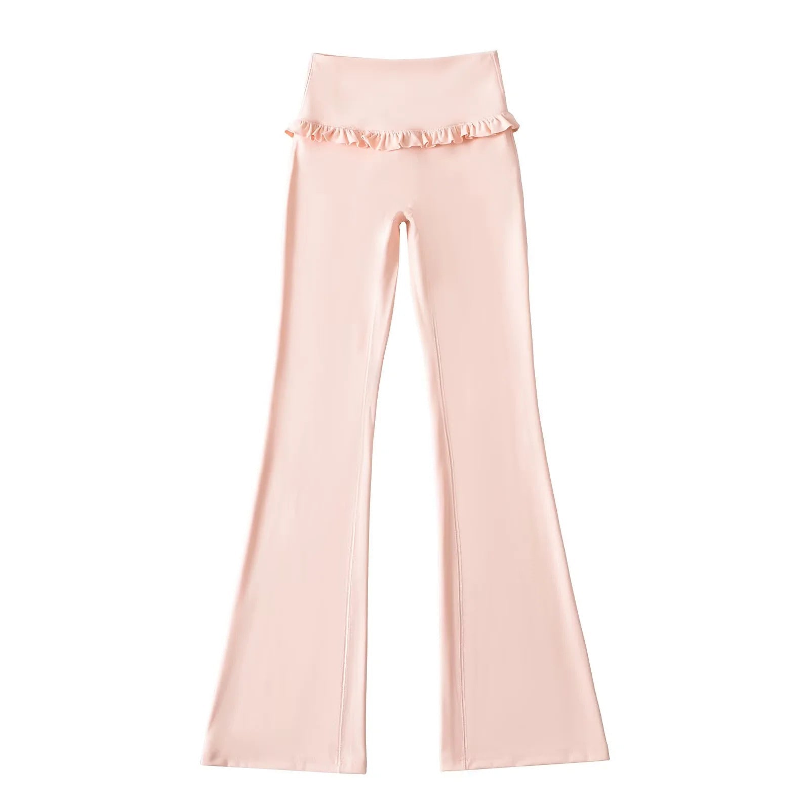 Flared Yoga Pants with Ruffle Hem: High‑Waist Solid Color Streetwear Pants - Best Gifter EverFlared Yoga Pants with Ruffleathleisure flare pantsbadge - onsalecasual flared pants women