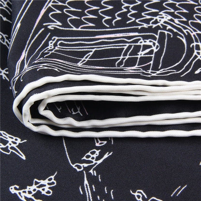 Silk scarf for women in black and beige. Luxury scarf for every outfit.