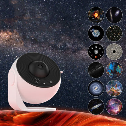 Galaxy star projector night light for kids. HD planetarium lamp with space scenes. 
