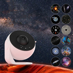 Galaxy star projector night light for kids. HD planetarium lamp with space scenes. 