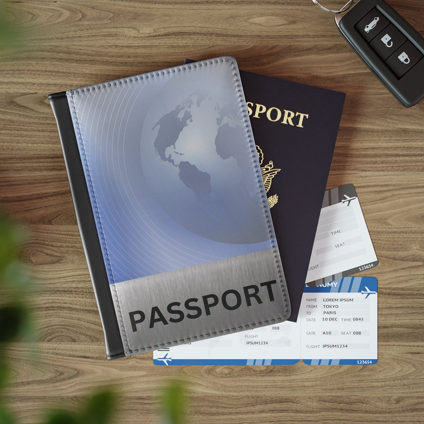 Silver passport cover for frequent travelers and snowbirds.