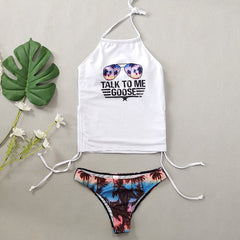 Halter Tankini Swimsuit - Graphic Tankini with Side Tie Bottoms - Best Gifter EverHalter Tankini Swimsuit Graphicadjustable tankinibadge - bestsellerbeach tankini