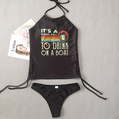 Halter Tankini Swimsuit - Graphic Tankini with Side Tie Bottoms - Best Gifter EverHalter Tankini Swimsuit Graphicadjustable tankinibadge - bestsellerbeach tankini