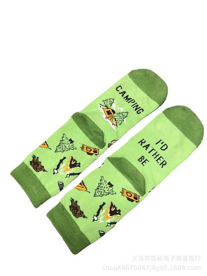 I'd rather be camping socks outdoor lover gift