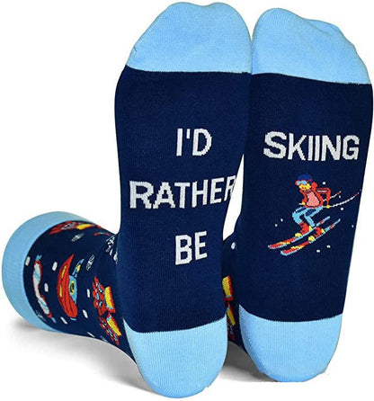 I'd rather be skiing socks winter sport gift
