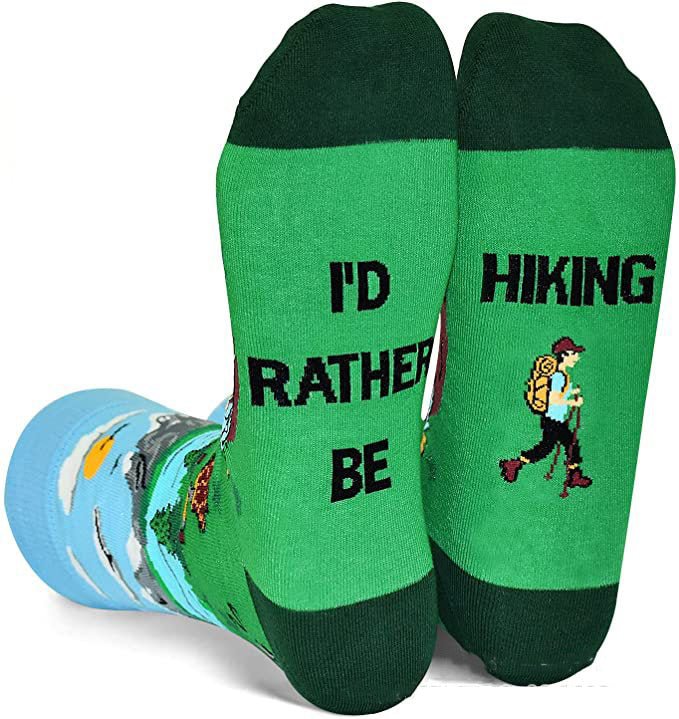 I'd rather be hiking socks adventure themed gift