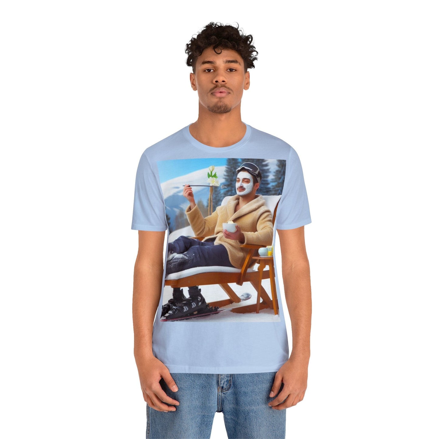Pink graphic t-shirt. Baby blue graphic tee.