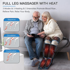 Leg Massager For Lipedema Relief. Full Leg Compression Boots With Heat. Air Compression Leg Massager For Circulation. Quiet Motor Leg Massager For Home Use. Lymphatic Drainage Therapy Device.  Gift for seniors and elderly.