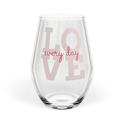 Love Every Day Stemless Wine Glass | Elegant Glassware I Mix and Match for Perfect Gift Set I Pairs with Matching Blanket