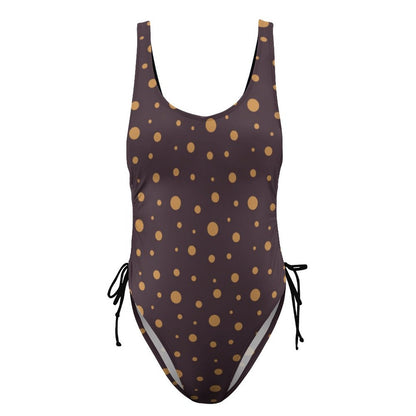 Adjustable modest one‑piece bathing suit with rouching for a flattering fit