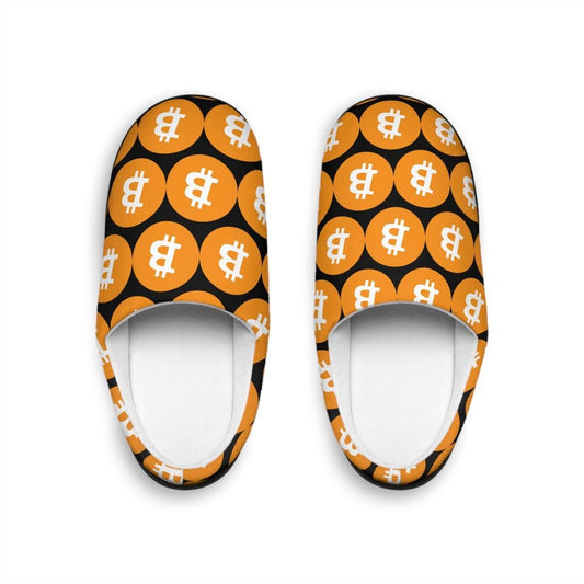 Men's Bitcoin Logo Indoor Slippers – Stylish & Comfy Home Essential. Best Gift for Crypto Lovers