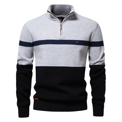 Timeless men's cardigan with geometric texture. Men's sweater for stylish fall and winter outfits. Cozy men's sweater for après-ski style. Men's sweater for casual gift giving. 