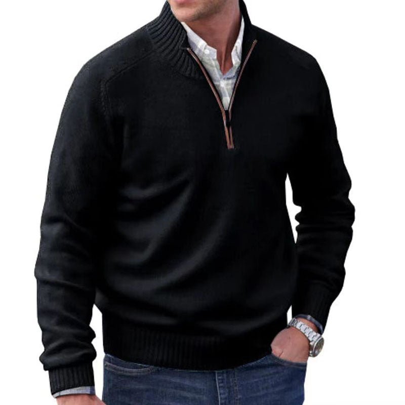 Men's sweater for layering. Zip neck sweater for men. Men's casual pullover sweater. Soft wool blend pullover. 