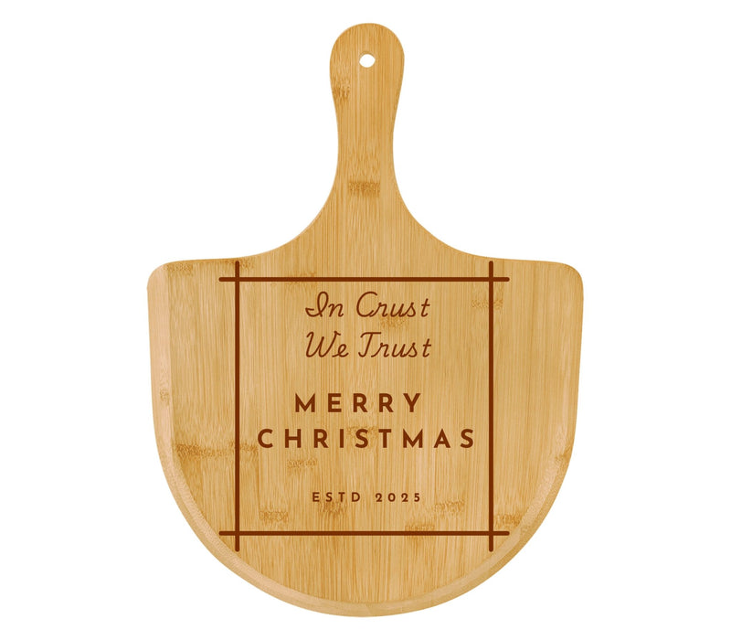 Merry Christmas Engraved Pizza Board – Bamboo Holiday Gift for Pizza Lovers