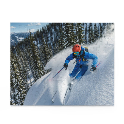 Puzzle with ski design. Puzzle for skiers. Puzzle game for winter lovers.