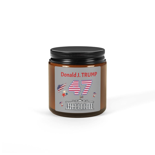 Patriotic Candle Celebrating the 47th President - Christmas Warm Scent or Unscented, Amber Jar