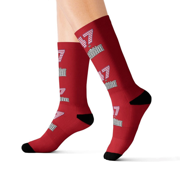 Patriotic Trump Socks: Celebrate the 45th & 47th President with Superb Red & Black Design