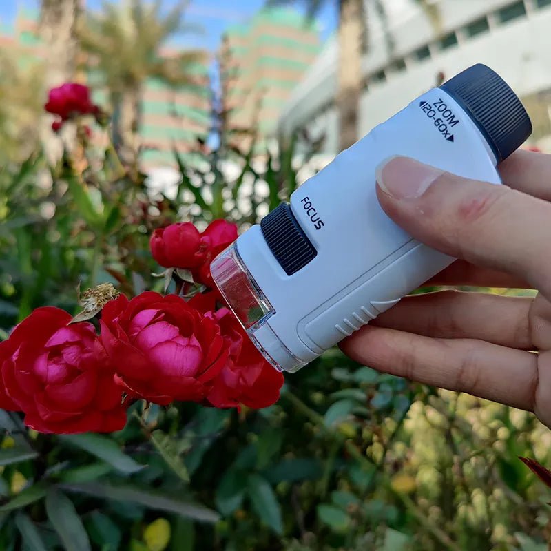 Pocket Microscope for Kids – 60X-120X Kid’s Microscope with LED Light, Portable STEM Toy for Students, Beginners & Young Explorers