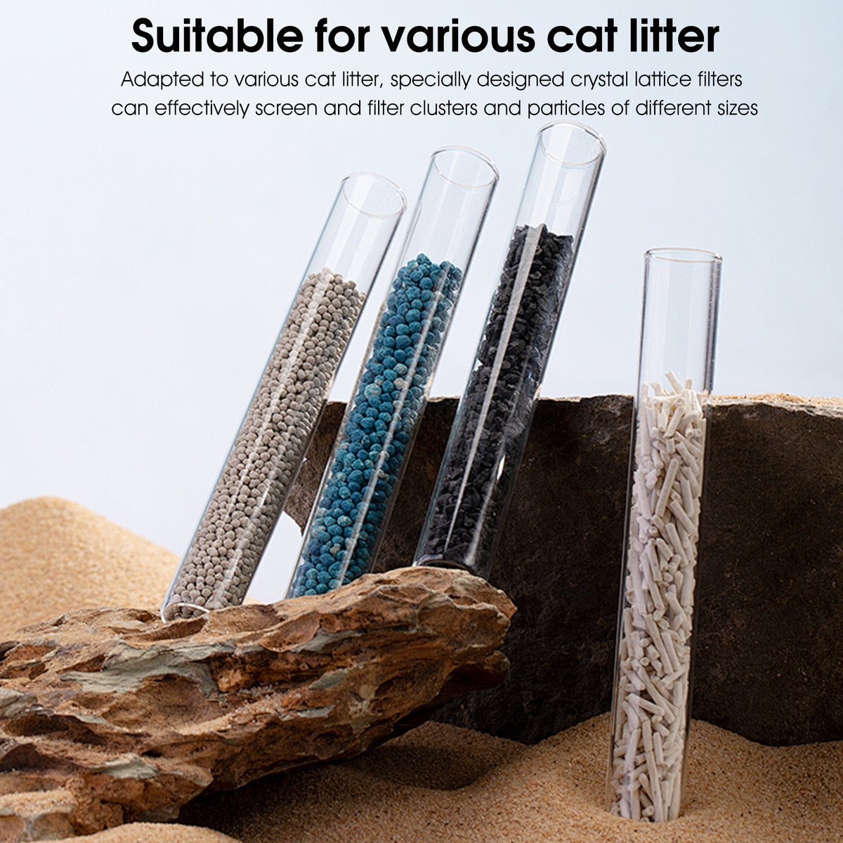 Works with clay, tofu, mixed and crystal cat litter