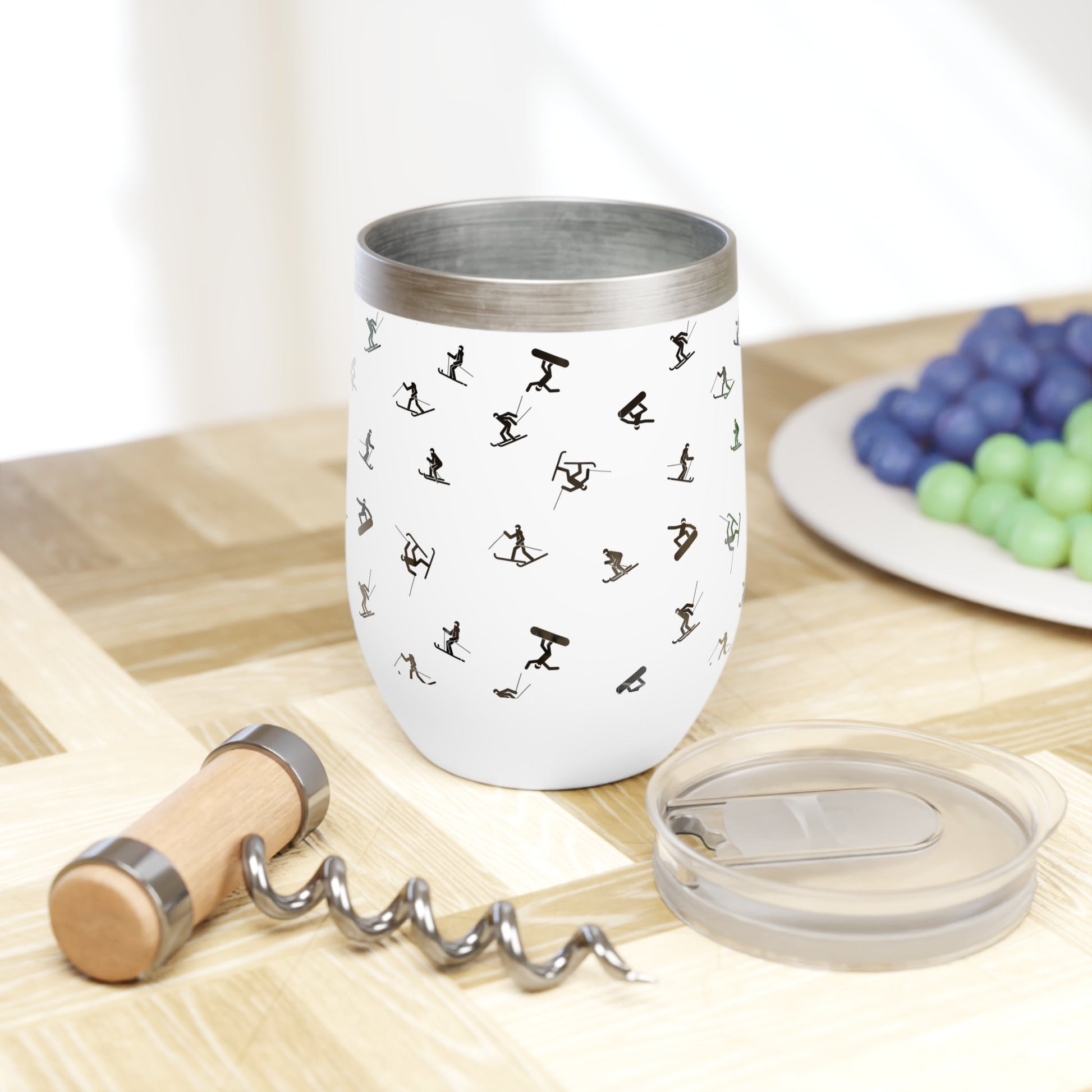 Best stainless steel tumbler for ski trips. Tumbler with lid for hot cocoa, coffee, wine or tea.