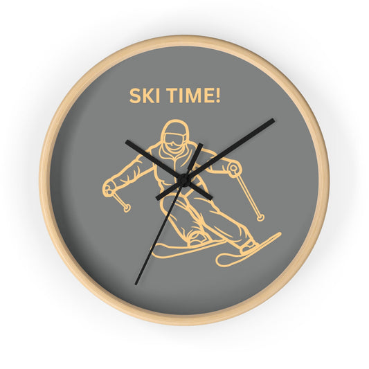 Ski Time Wall Clock, Ski Lover Gift, Ski Decor, Home Decoration, Ski Lodge Decoration, Perfect Skiing Gift, Gadget for Skiing, Best Gift for Him. Ski wall clock.