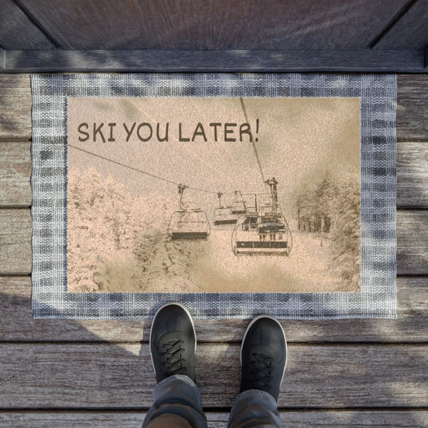 Ski You Later - Ski Rug, Welcome Mat, Winter Cabin Decor, Ski Lodge Area Rug, Rustic Home Decor, Mountain Home Decor, Ski Boot Mat, Best Gift for Her