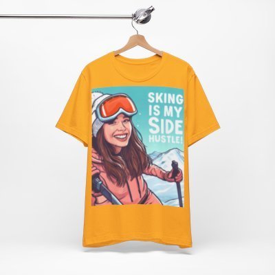 Skiing is My Side Hustle: Cotton Graphic T-Shirt for Ski Enthusiasts - Best Gift. Birthday Gift. Motivation.