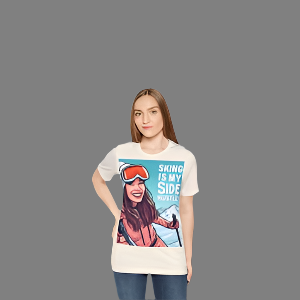 Basic t-shirt for skiers and winter lovers. Wardrobe essential graphic tee.