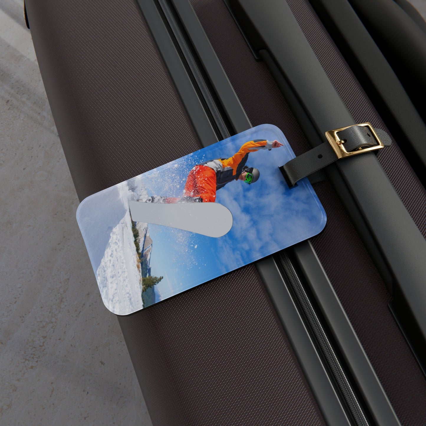 Luggage tags for snowboarders.