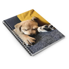 Spiral Bound Notebook with Sleeping Puppy Design, Dog Lover Journal, Cute Animal Notebook, Gift for Dog Owner, Per Lover Gift - Storytelling gift. Unique journals.
