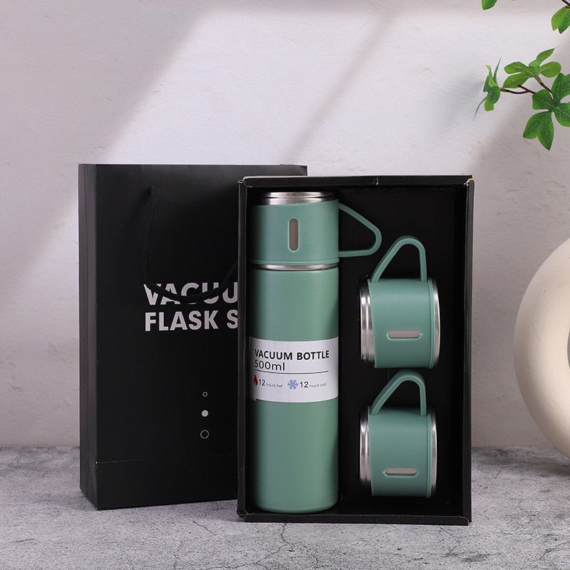 Stainless steel thermos cup gift set with vacuum insulated 17oz travel mug, beautifully packaged and ready to gift