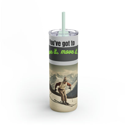 Cool skiing accessories. Best Christmas gift for skiers. Retro ski water bottle.