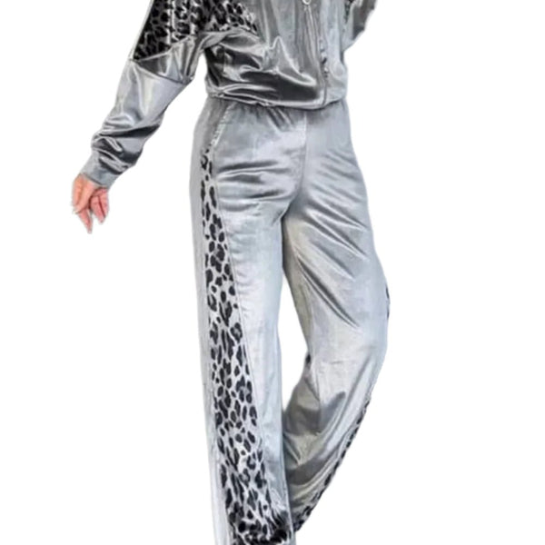 Stylish Leopard Print Two-Piece Pant Set - Casual Outfit for Women for All-Day Wear