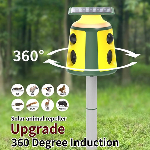 Ultrasonic Animal Repeller & Bark Stopper – Solar & USB Powered Pest Deterrent for Dogs, Cats, Birds, Snakes, Rodents & More