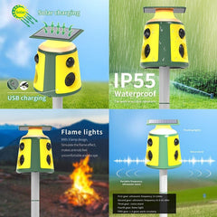 Cat And Bird Repeller With LED Lights. Snake And Rodent Repeller In Lawn. Ultrasonic Repeller With Solar Panel. 