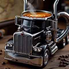 Semi-truck coffee mug, truck-shaped coffee cup, unique truck mug, handcrafted truck mug. Manly gifts from Best Gifter Ever.