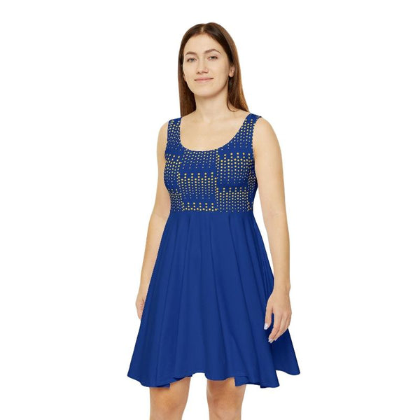 Blue Polka Dot Dress: Flattering Silhouette Summer Wardrobe Essential.