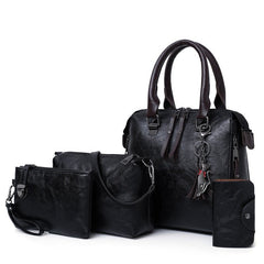 4-piece handbag set for women, leather tote bag with wallet