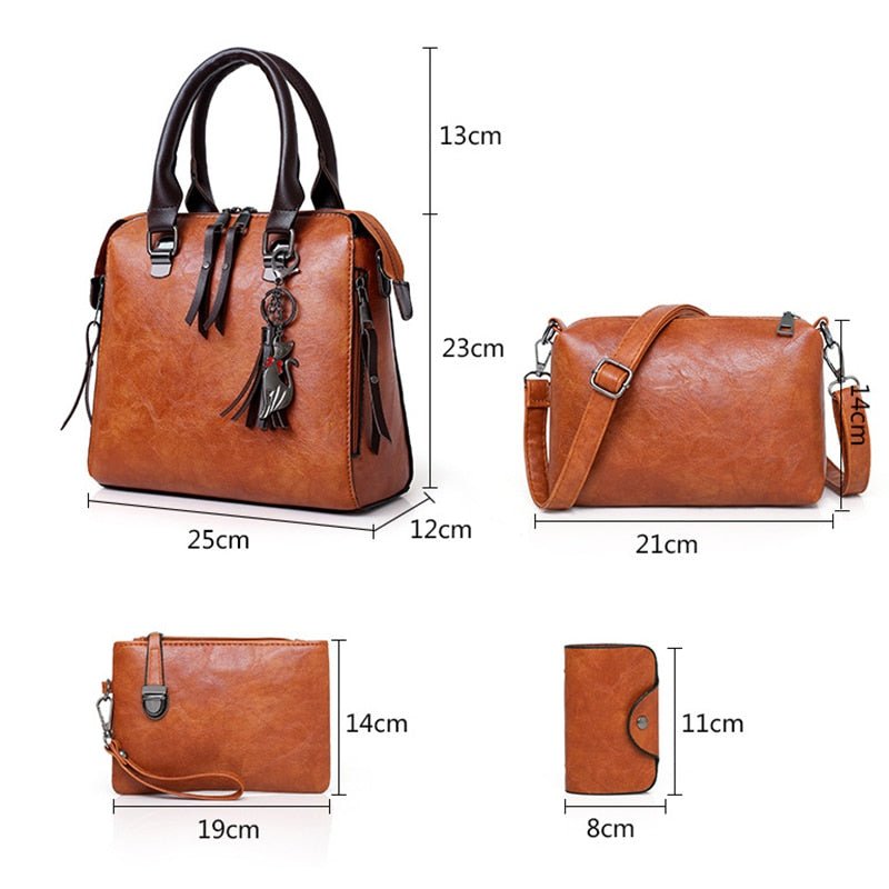 Women’s Handbag Set: 4 - Piece Leather Tote, Shoulder & Crossbody Bags & Wallet - Best Gifter Ever Handbag Gift Set