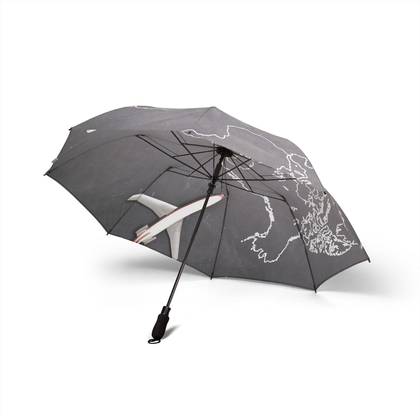 Vintage World Map Travel Umbrella. Foldable Travel Umbrella With Map Print. Chic Neutral Umbrella For Travelers. 